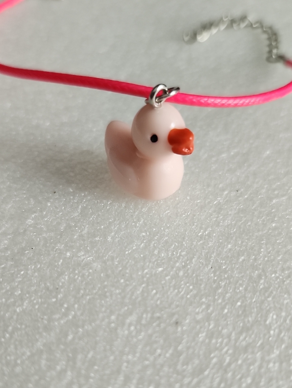 Hand Crafted Pink Rubber Duck Charm Bracelet/ Anklet with Orange Beak